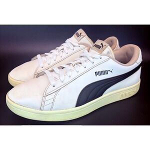 Puma Smash White Leather Low Top Casual Sneakers Fashion Shoes Mens size 10.5